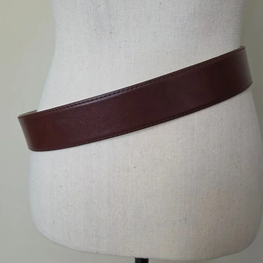 NWOT Michael Kors Women's Small Genuine Leather Belt Brown Silver-Tone